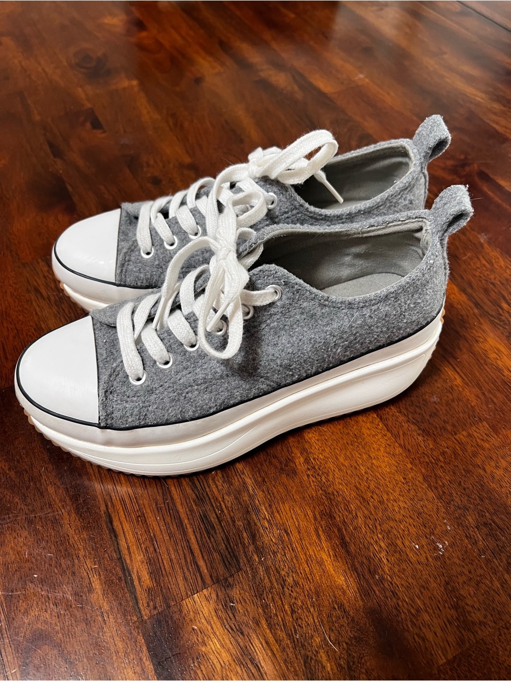 Madden Girl Gray and White Platform Lace-Up Sneakers